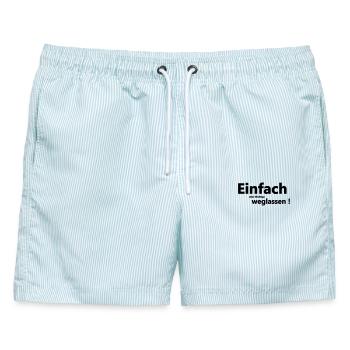 Einfach weglassen - Männer Badeshorts - hellblau gestreift - Vorne - AI Model Male 178 light (178cm)
