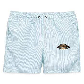 Gamer Rage Skull - Männer Badeshorts - hellblau gestreift - Vorne - AI Model Male 178 light (178cm)