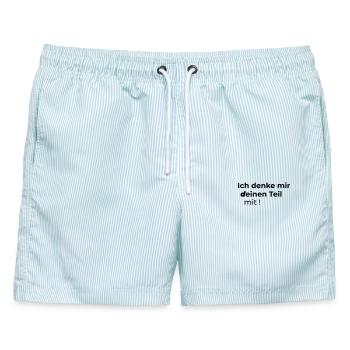 Ich denke mir deinen Teil mit - Männer Badeshorts - hellblau gestreift - Vorne - AI Model Male 178 light (178cm)