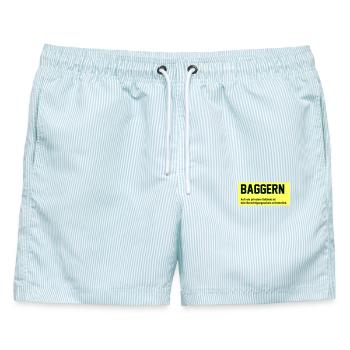 Baggern - Männer Badeshorts - hellblau gestreift - Vorne - AI Model Male 178 light (178cm)