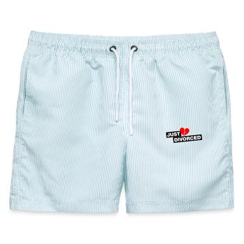 Just divorced - für alle Wieder-Singles - Männer Badeshorts - hellblau gestreift - Vorne - AI Model Male 178 light (178cm)