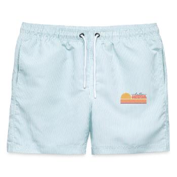 Sommer - Männer Badeshorts - hellblau gestreift - Vorne - AI Model Male 178 light (178cm)