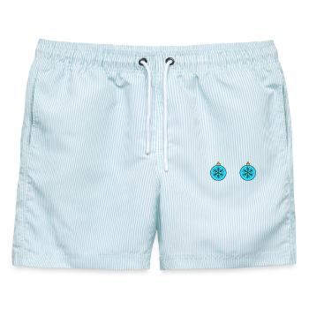 Weihnachtskugeln - Männer Badeshorts - hellblau gestreift - Vorne - AI Model Male 178 light (178cm)