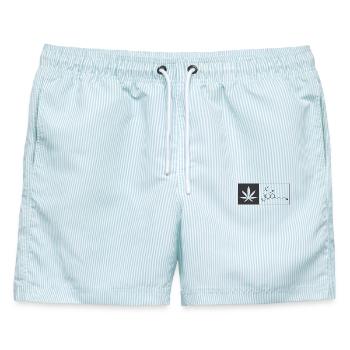 THC - Männer Badeshorts - hellblau gestreift - Vorne - AI Model Male 178 light (178cm)