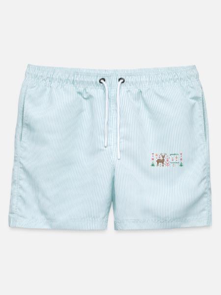 Adventszeit - Männer Badeshorts - hellblau gestreift