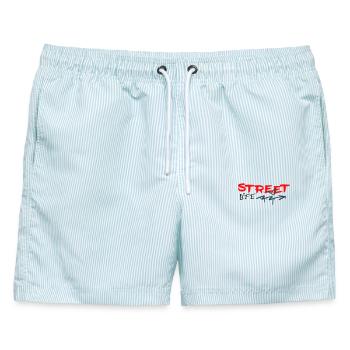 Street Life Graffiti  - Männer Badeshorts - hellblau gestreift - Vorne - AI Model Male 178 light (178cm)