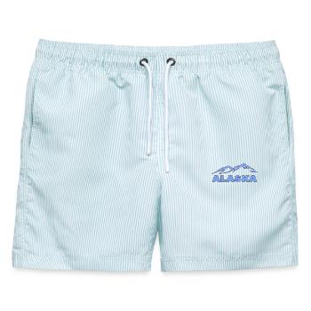 ALASKA - Männer Badeshorts - hellblau gestreift - Vorne - AI Model Male 178 light (178cm)