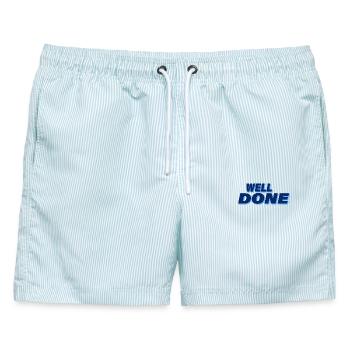 WELL DONE - Männer Badeshorts - hellblau gestreift - Vorne - AI Model Male 178 light (178cm)