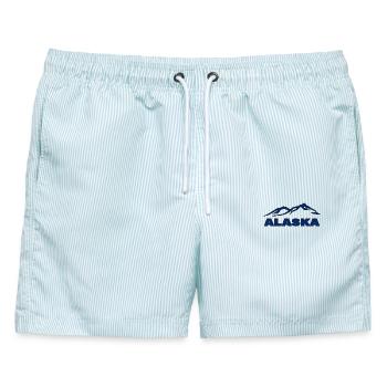ALASKA - Männer Badeshorts - hellblau gestreift - Vorne - AI Model Male 178 light (178cm)