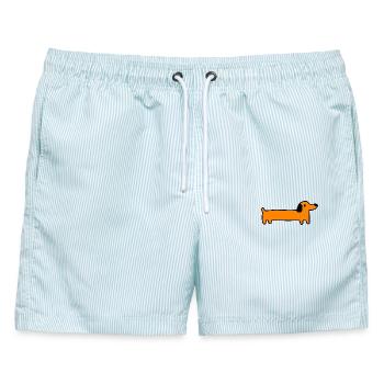 Dackel Hund Geschenk - Männer Badeshorts - hellblau gestreift - Vorne - AI Model Male 178 light (178cm)