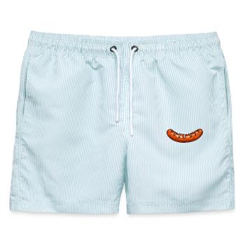 Wurst sausage - Männer Badeshorts - hellblau gestreift - Vorne - AI Model Male 178 light (178cm)