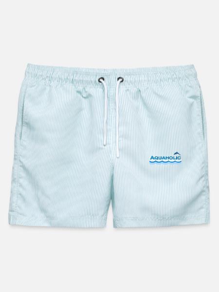 AQUAHOLIC - Männer Badeshorts - hellblau gestreift