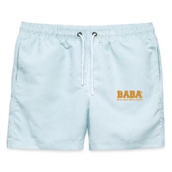Türk Baba -Super &  Einzigartig & Reparaturmeister - Männer Badeshorts - hellblau gestreift - Vorne - AI Model Male 178 light (178cm)