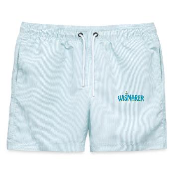 WISMARER - Männer Badeshorts - hellblau gestreift - Vorne - AI Model Male 178 light (178cm)