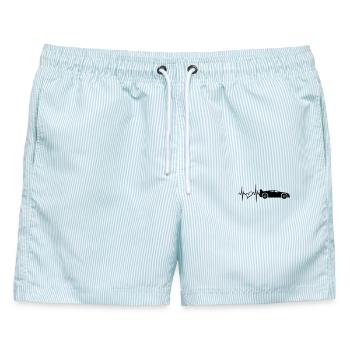 Sportwagen Herzfrequenz Cardio - Männer Badeshorts - hellblau gestreift - Vorne - AI Model Male 178 light (178cm)