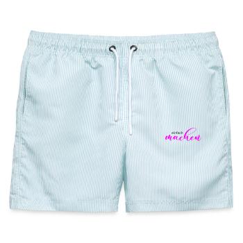 Spruch: einfach machen - Männer Badeshorts - hellblau gestreift - Vorne - AI Model Male 178 light (178cm)