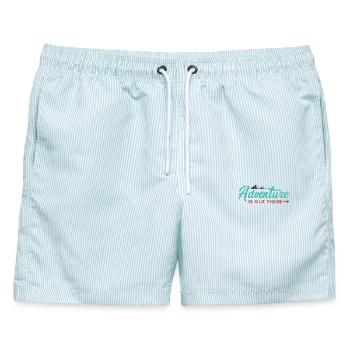 Abenteuer ist da draußen - Männer Badeshorts - hellblau gestreift - Vorne - AI Model Male 178 light (178cm)
