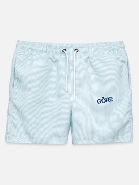 GÖRE - Männer Badeshorts - hellblau gestreift