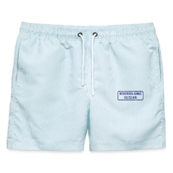 Betriebserlaubnis Erloschen! - Männer Badeshorts - hellblau gestreift - Vorne - AI Model Male 178 light (178cm)