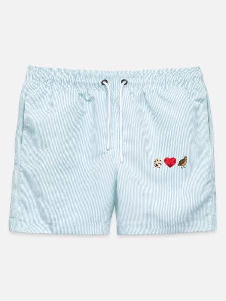 Ich Liebe Wachteln - Männer Badeshorts - hellblau gestreift