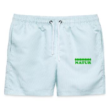 NATUR - Männer Badeshorts - hellblau gestreift - Vorne - AI Model Male 178 light (178cm)