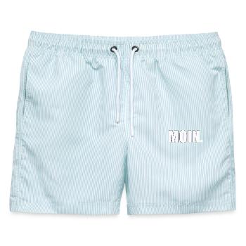 MOIN - Männer Badeshorts - hellblau gestreift - Vorne - AI Model Male 178 light (178cm)