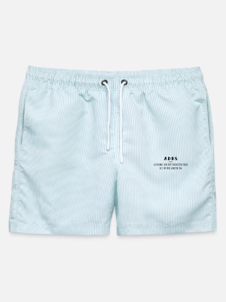 ADHS – Spruch - Männer Badeshorts - hellblau gestreift