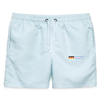 Germany Trans - Männer Badeshorts - hellblau gestreift - Vorne - AI Model Male 178 light (178cm)