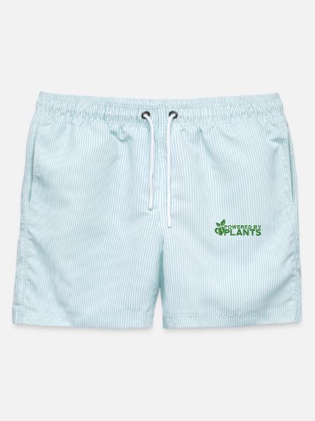Powered by Plants Emblem Tee - Männer Badeshorts - hellblau gestreift