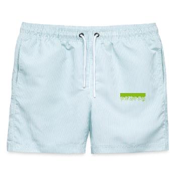 Natur Blätter Laub Wald Leaf grün - Männer Badeshorts - hellblau gestreift - Vorne - AI Model Male 178 light (178cm)