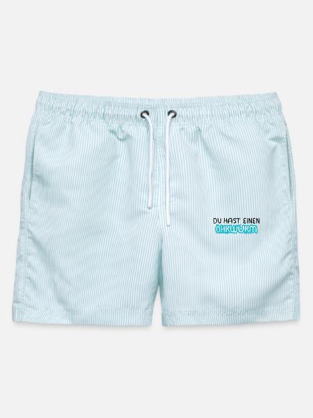Ohrwurm - Männer Badeshorts - hellblau gestreift