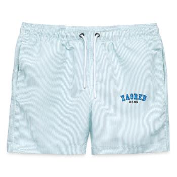Zagreb Est.1975 - Männer Badeshorts - hellblau gestreift - Vorne - AI Model Male 178 light (178cm)