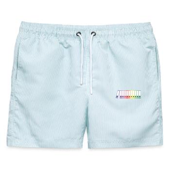 Aktenordner / Ordner - Männer Badeshorts - hellblau gestreift - Vorne - AI Model Male 178 light (178cm)
