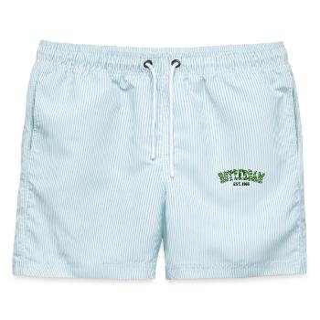 Rotterdam gegründet 1966 - Männer Badeshorts - hellblau gestreift - Vorne - AI Model Male 178 light (178cm)