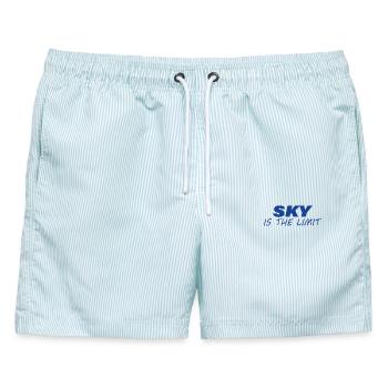 SKY IS THE LIMIT - Männer Badeshorts - hellblau gestreift - Vorne - AI Model Male 178 light (178cm)