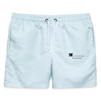 New Band - Männer Badeshorts - hellblau gestreift - Vorne - AI Model Male 178 light (178cm)