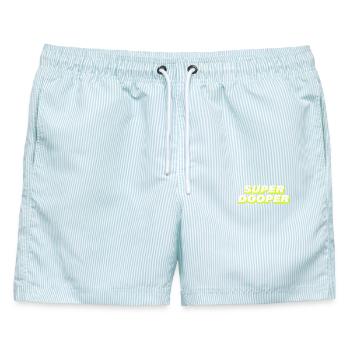 SUPER DOOPER - Männer Badeshorts - hellblau gestreift - Vorne - AI Model Male 178 light (178cm)