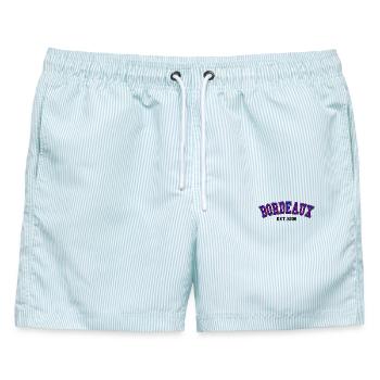 Bordeaux gegründet 2006 - Männer Badeshorts - hellblau gestreift - Vorne - AI Model Male 178 light (178cm)