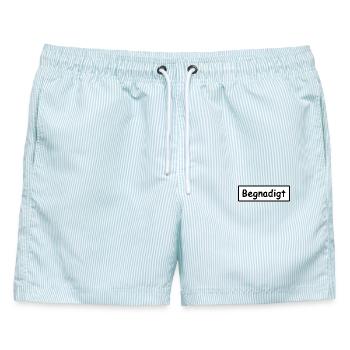 Retro Kostüm Panzerknacker Opa Karneval JGA - Männer Badeshorts - hellblau gestreift - Vorne - AI Model Male 178 light (178cm)