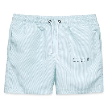 Ich hasse Menschen - Männer Badeshorts - hellblau gestreift - Vorne - AI Model Male 178 light (178cm)