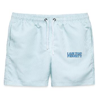 TOP PRIORITY - Männer Badeshorts - hellblau gestreift - Vorne - AI Model Male 178 light (178cm)