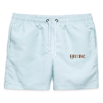 Freitag Wochentag - Männer Badeshorts - hellblau gestreift - Vorne - AI Model Male 178 light (178cm)