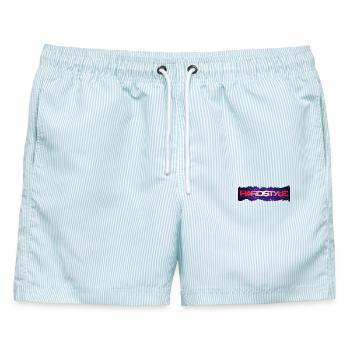 Hardstyle Neon Burst Logo - Männer Badeshorts - hellblau gestreift - Vorne - AI Model Male 178 light (178cm)