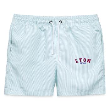 Lyon Est. 1995 - Männer Badeshorts - hellblau gestreift - Vorne - AI Model Male 178 light (178cm)