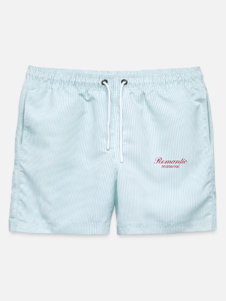 Typografie-Design Romantic Material - Männer Badeshorts - hellblau gestreift