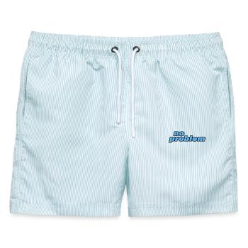 NO PROBLEM - Männer Badeshorts - hellblau gestreift - Vorne - AI Model Male 178 light (178cm)