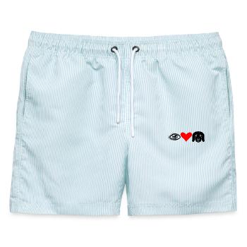 I (Eye) Love Dogs - Männer Badeshorts - hellblau gestreift - Vorne - AI Model Male 178 light (178cm)