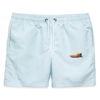  25 kmh Mofa Mofaroller Moped Mofafahrer Vintage - Männer Badeshorts - hellblau gestreift - Vorne - AI Model Male 178 light (178cm)