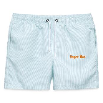 Pfundskerl - Männer Badeshorts - hellblau gestreift - Vorne - AI Model Male 178 light (178cm)