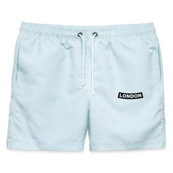 London Chapter Element 1C (JGA MC-Rocker-Style) - Männer Badeshorts - hellblau gestreift - Vorne - AI Model Male 178 light (178cm)